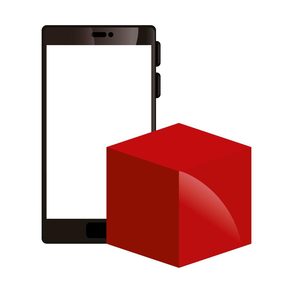 smartphone device with cube isolated icon vector