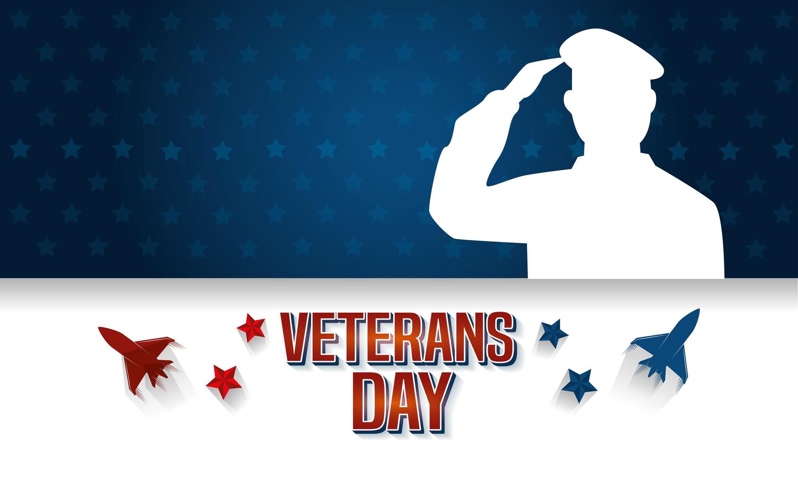 veterans day celebration with silhouette military and army planes vector