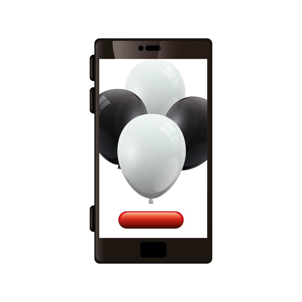 smartphone device with balloons helium vector