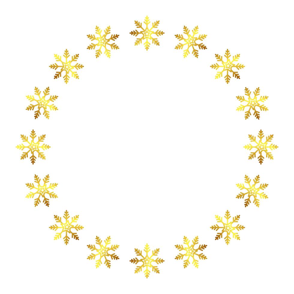 frame circular of snowflakes golden vector