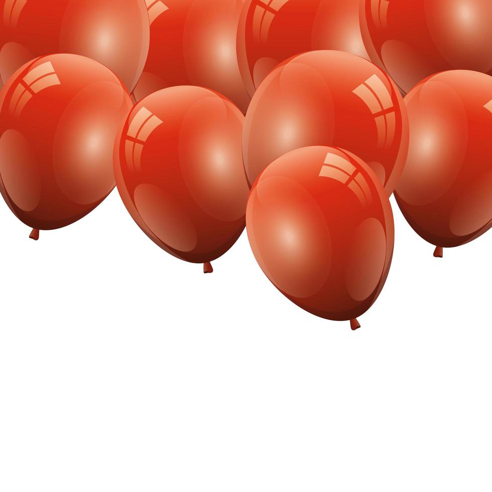 set of balloons helium red isolated icon vector