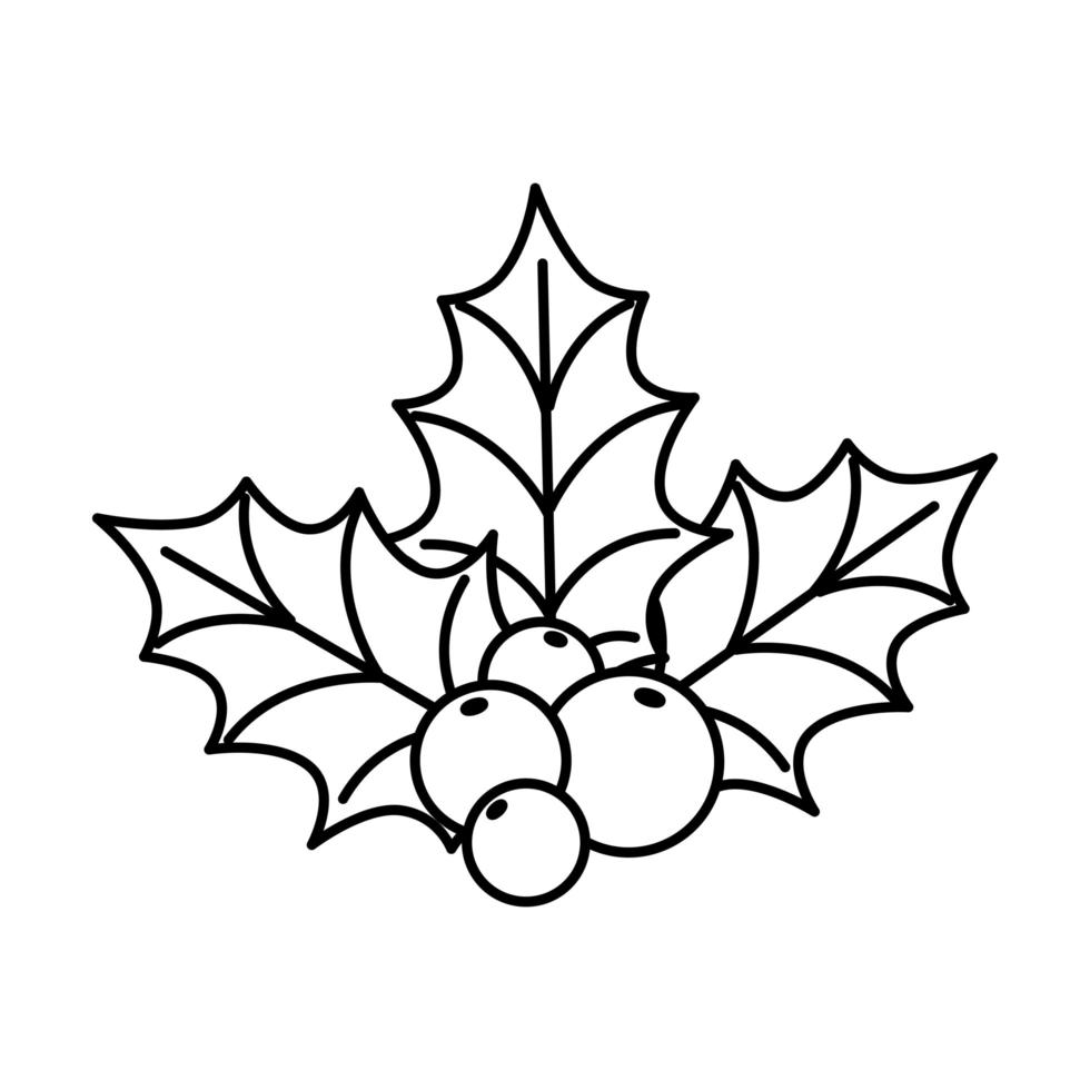 leafs with seeds decoration christmas line style icon vector