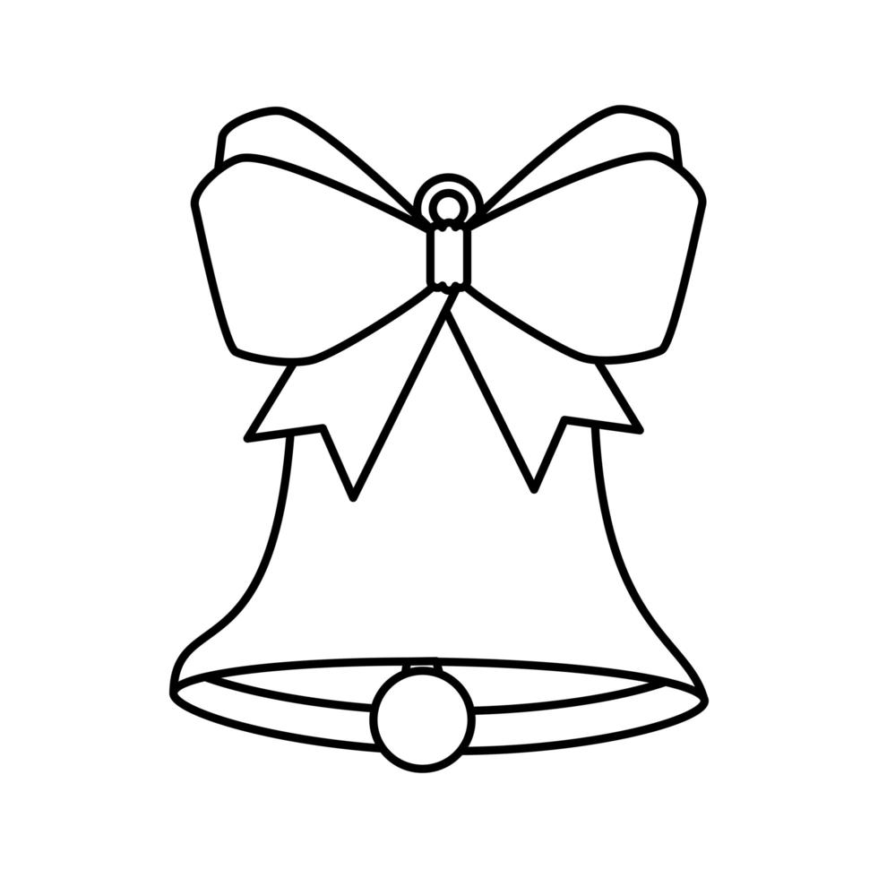 bell christmas decoration with bow ribbon line style icon vector