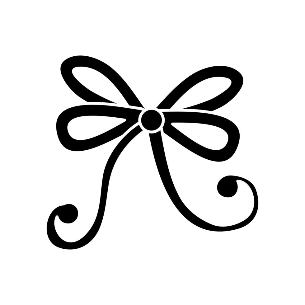silhouette of bow ribbon christmas decorative isolated icon vector