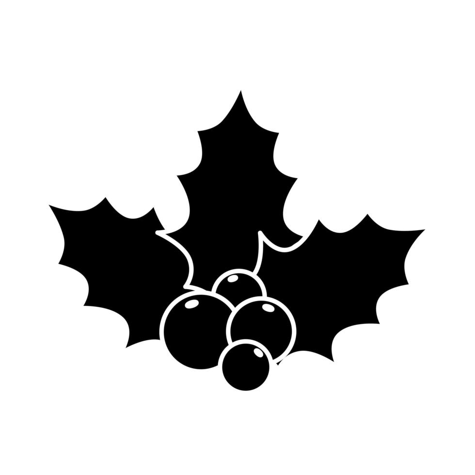 silhouette of leafs with seeds decoration christmas isolated icon vector