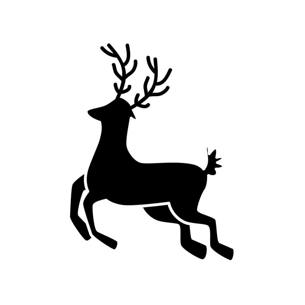 silhouette of reindeer animal christmas isolated icon vector