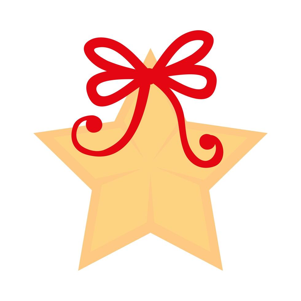 star decoration christmas with bow ribbon isolated icon vector