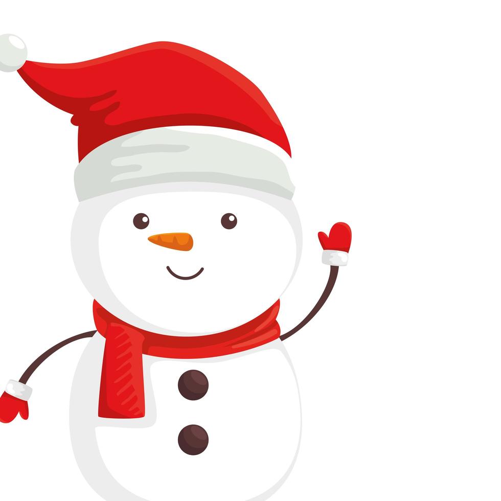 feliz navidad lindo personaje de muñeco de nieve vector