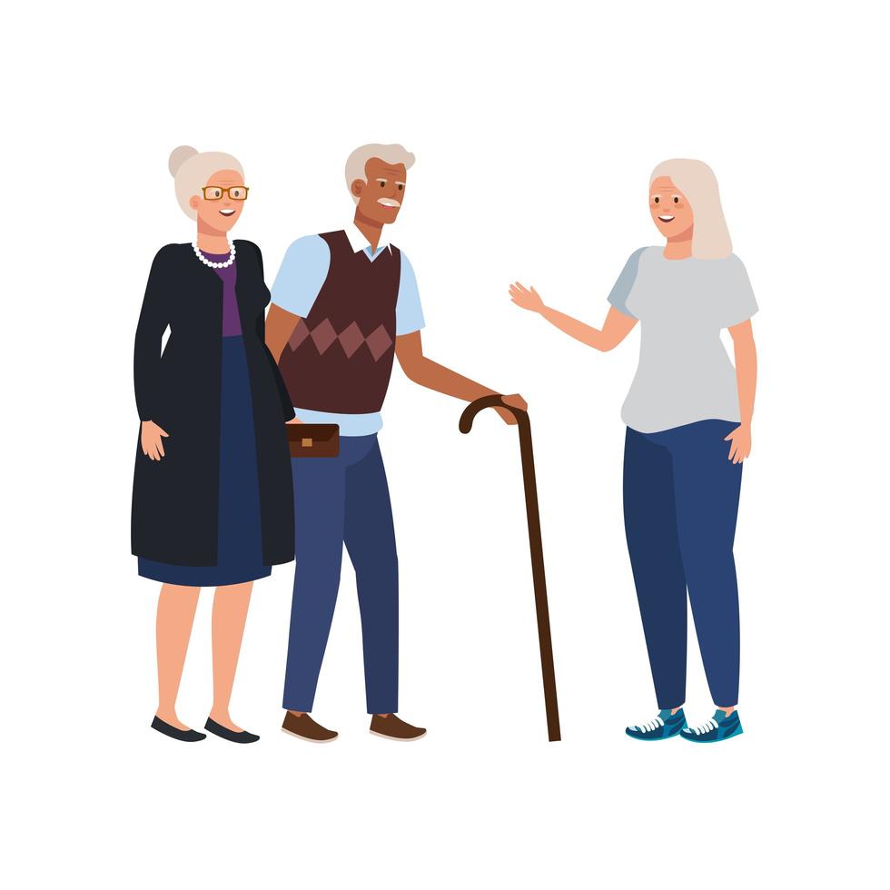 group old people avatar character vector