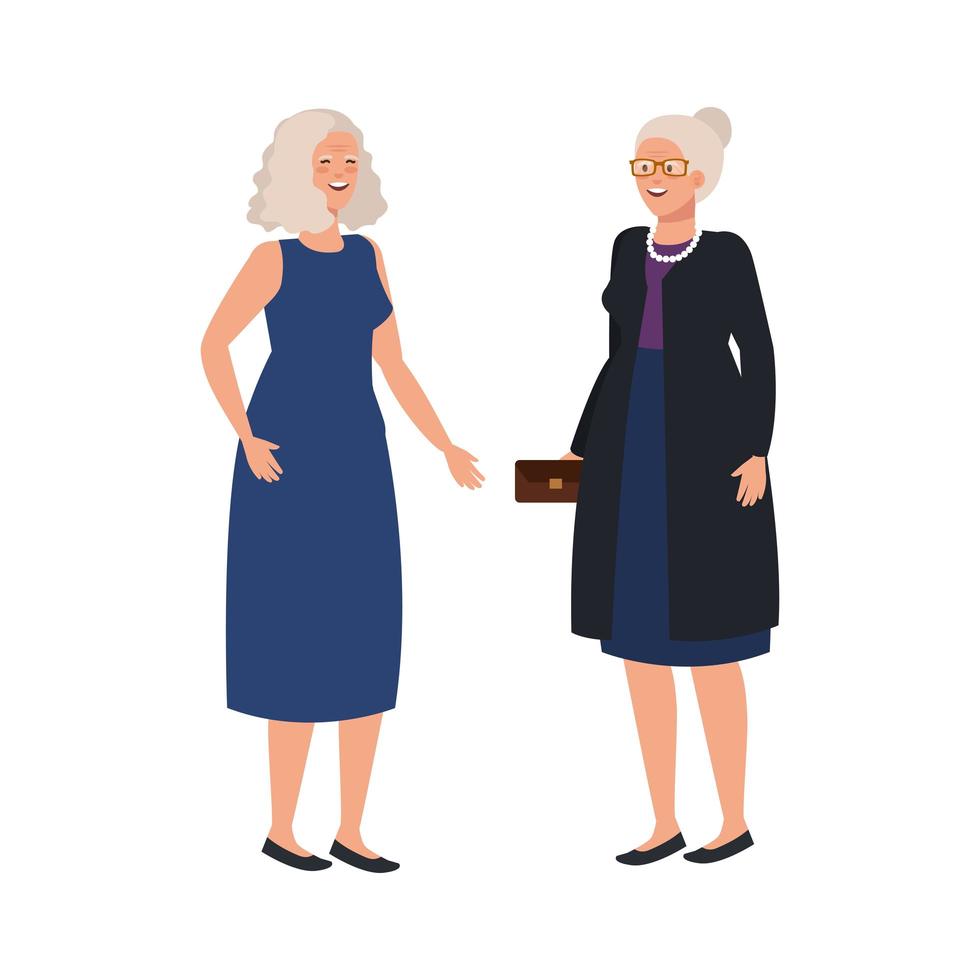 old women elegant avatar character vector