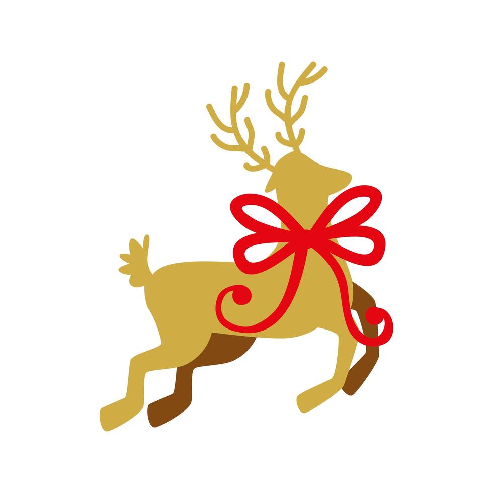 silhouette of reindeer christmas with bow ribbon vector