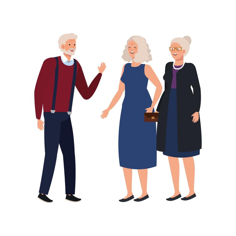 group old people avatar character vector