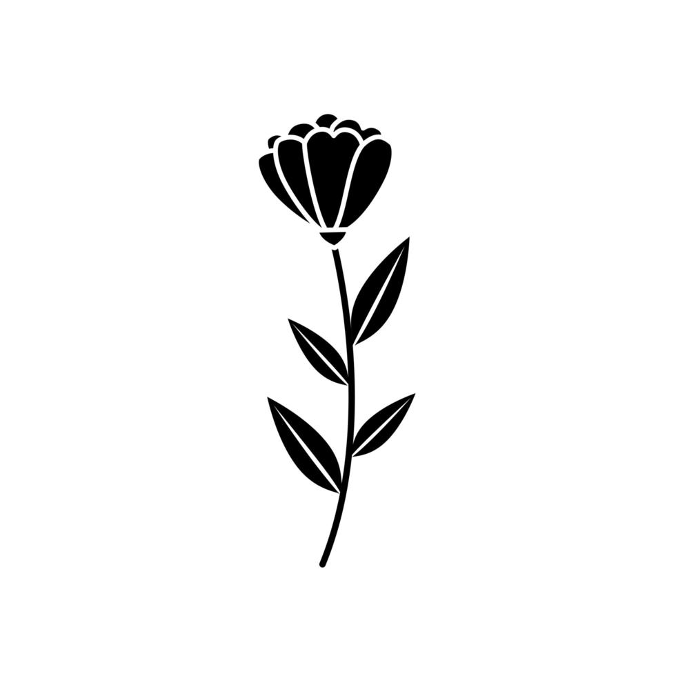 cute flower with branch and leafs vector