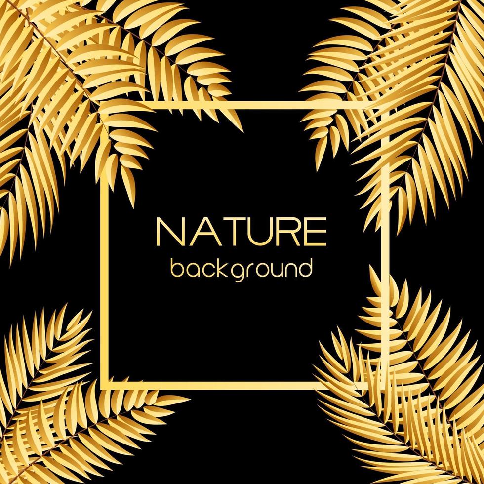 Beautiful Golden Palm Tree Leaf  Silhouette Background vector