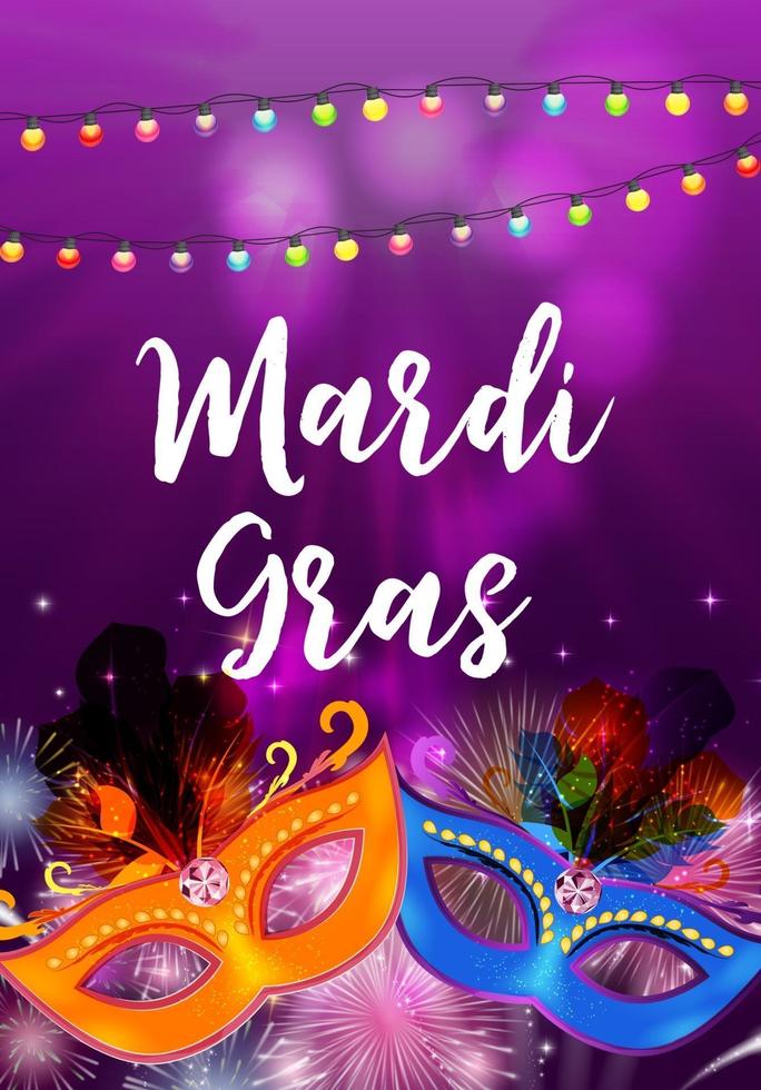 Mardi Gras Party Mask Holiday Poster Background. Vector Illustration