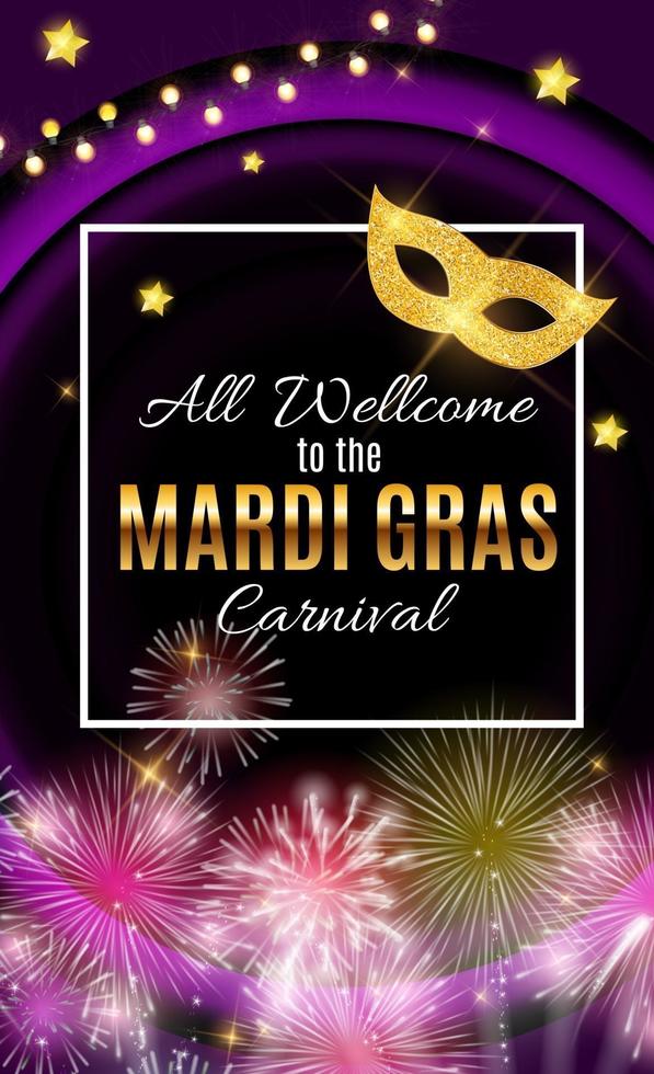 Mardi Gras Party Mask Holiday Poster Background. Vector Illustration