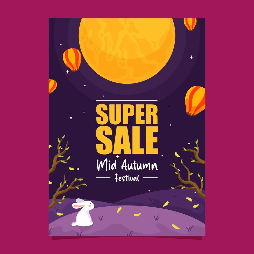 Super Sale Poster for Mid Autumn Festival vector