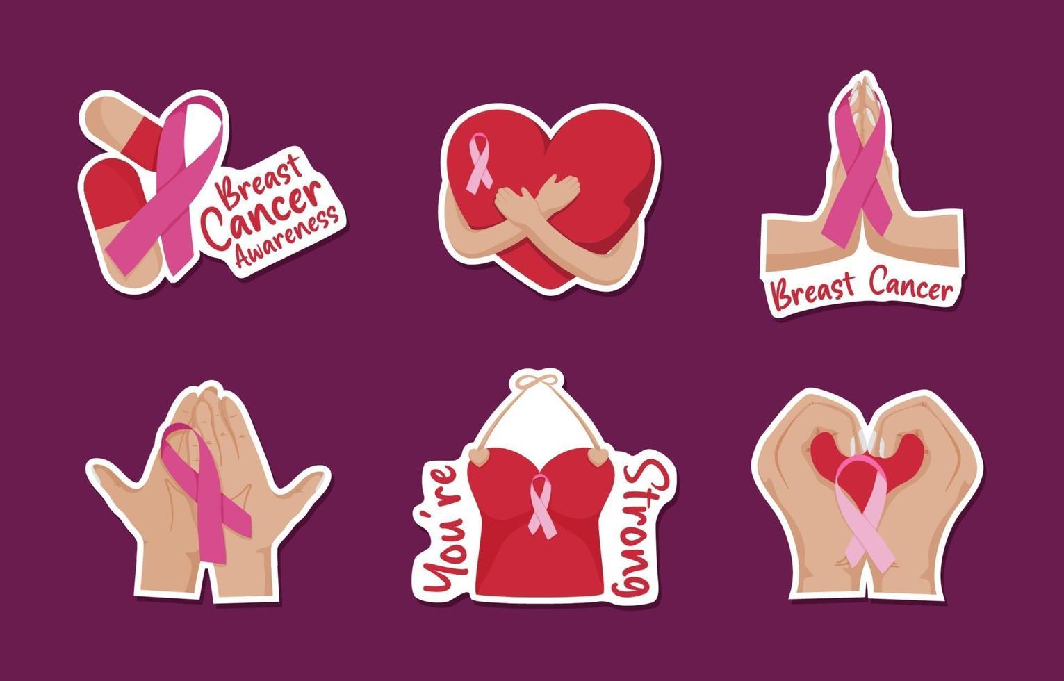 Breast Cancer Sticker Pack 3353787 Vector Art at Vecteezy