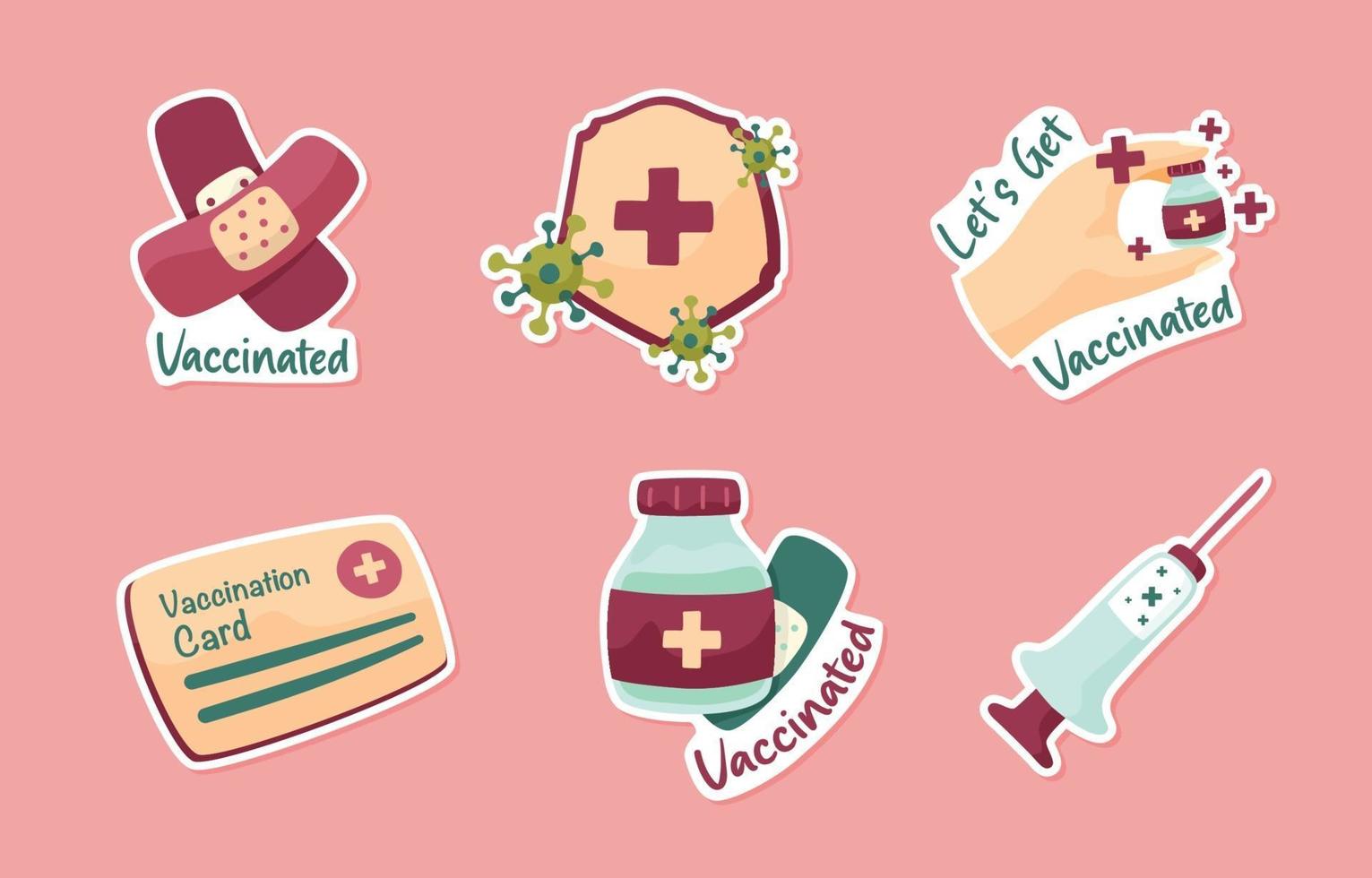 Let's Get Vaccinated Sticker Pack vector