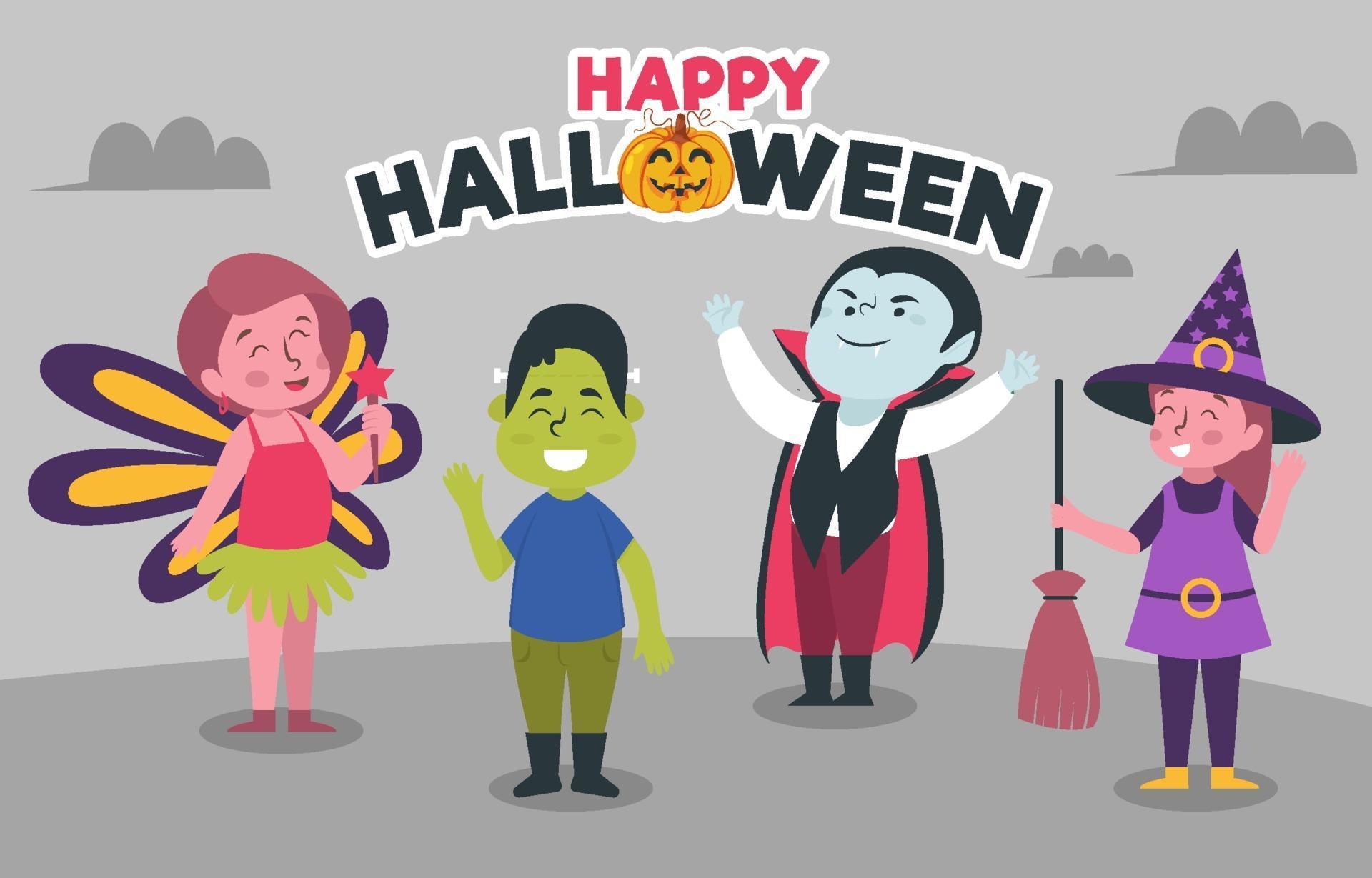 Halloween Costume Party Characters 3353814 Vector Art at Vecteezy