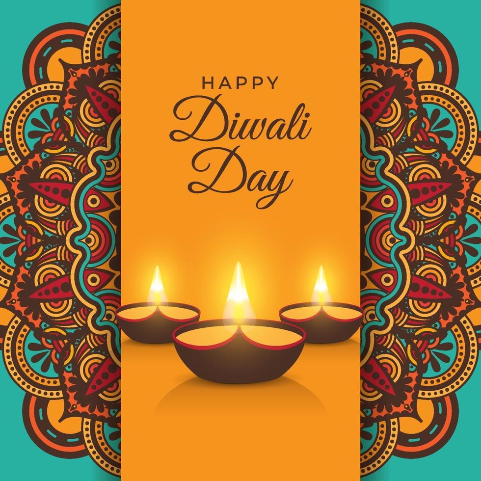 festividad del día de diwali con mandala vector