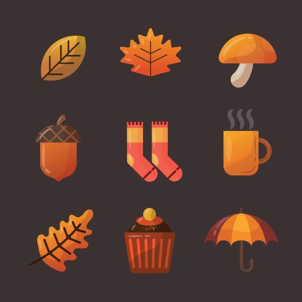 conjunto de iconos de otoño vector