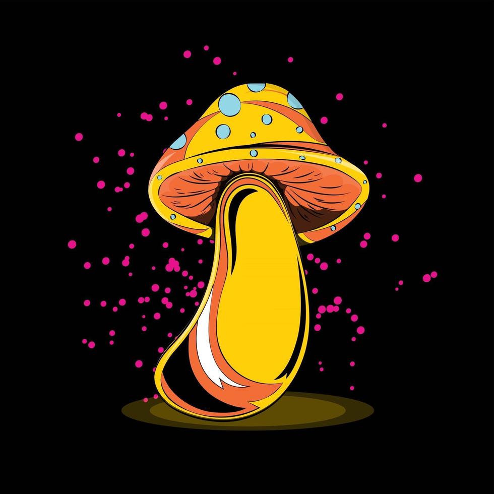 Vector illustration of psychedelic rainbow mushrooms