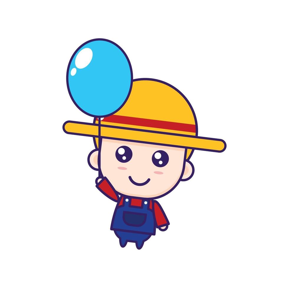 cute cartoon illustration of chibi farmer vector design 3353935 Vector ...