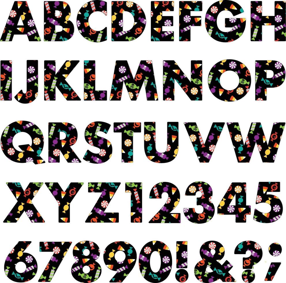 Halloween candy pattern vector alphabet