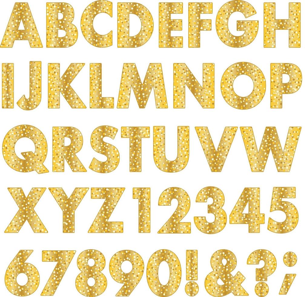 gold metallic glitter effect alphabet vector