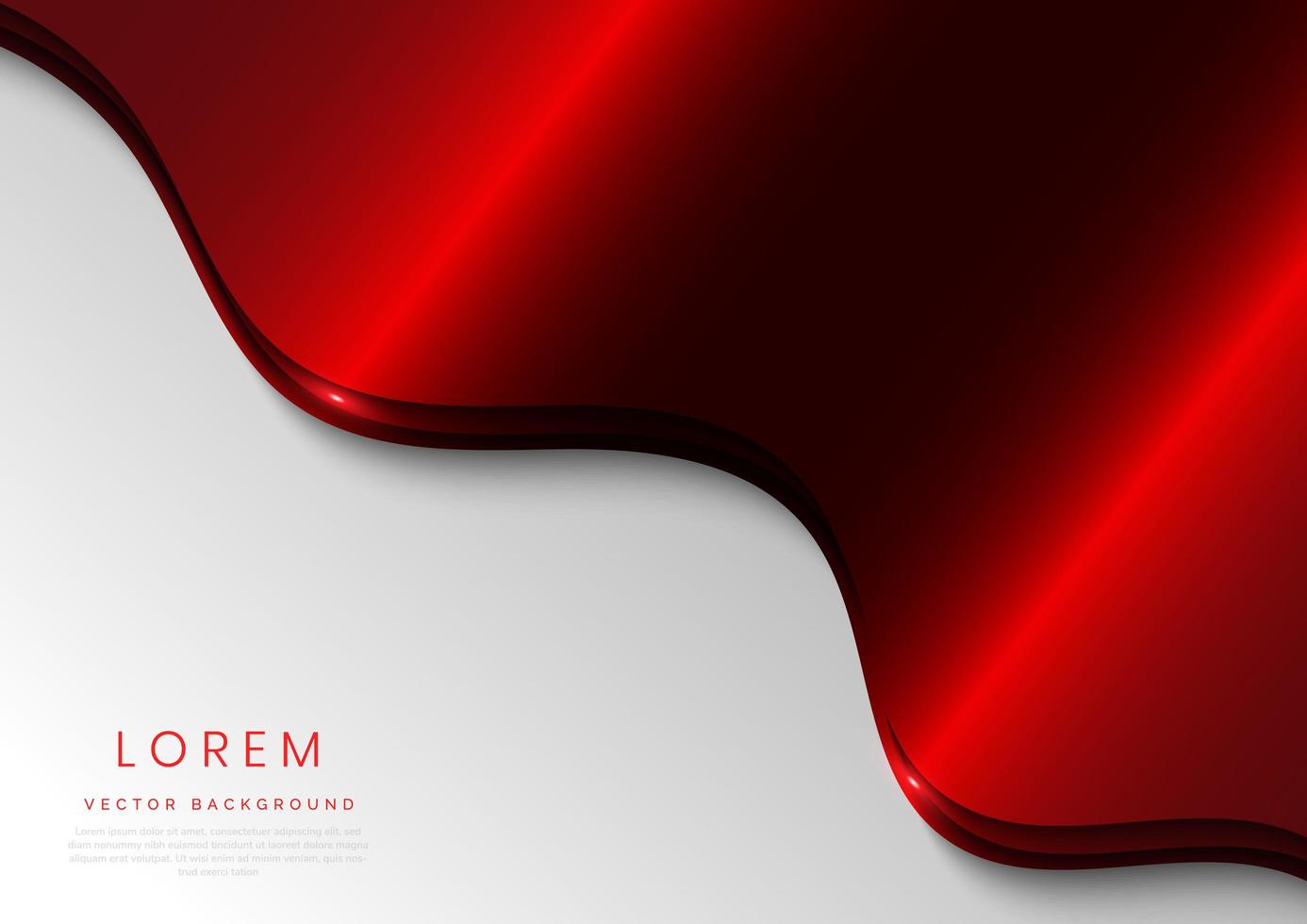 Abstract template wavy curved red elegant on white background. vector