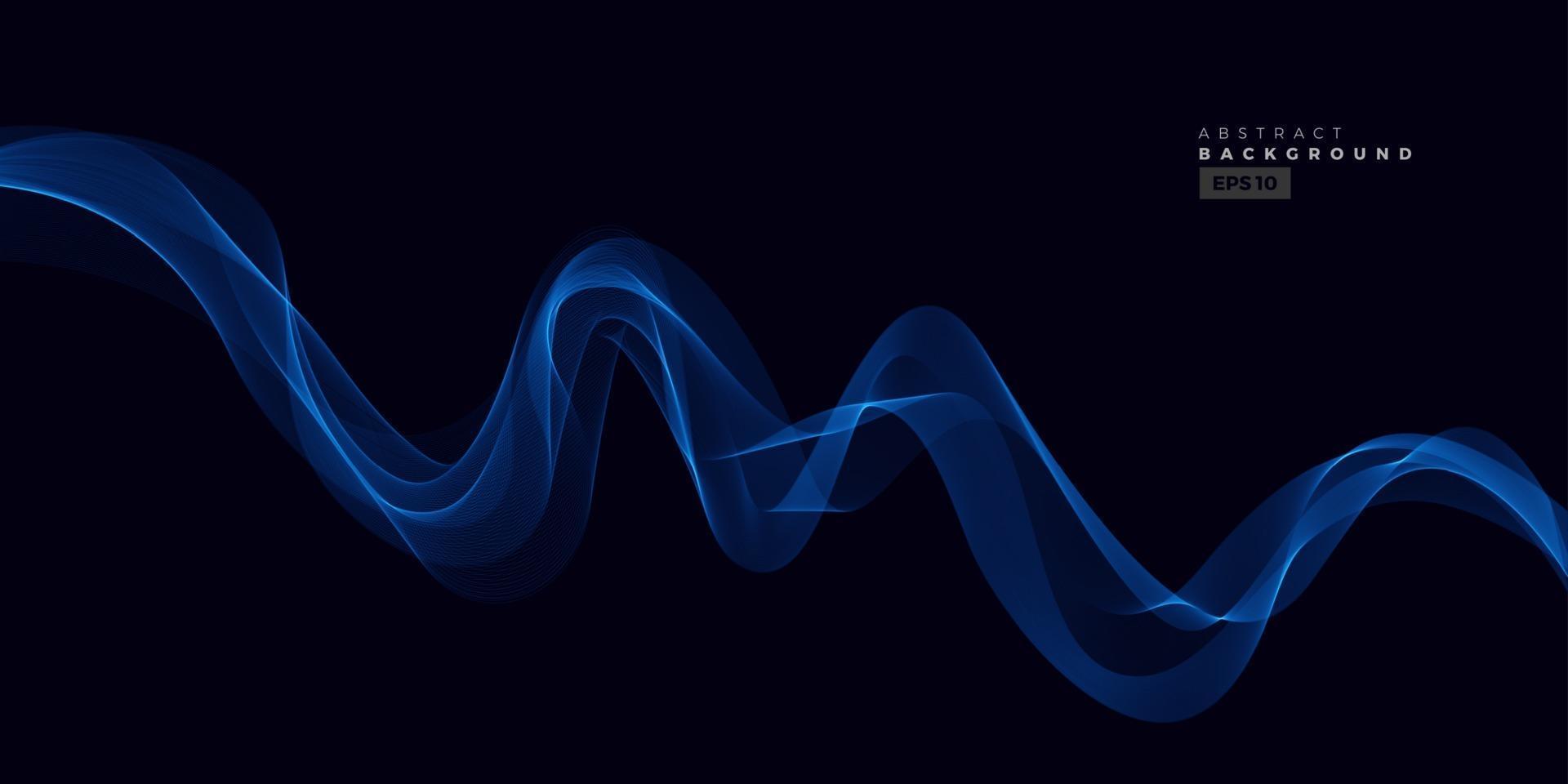 Blue line wave on dark background vector