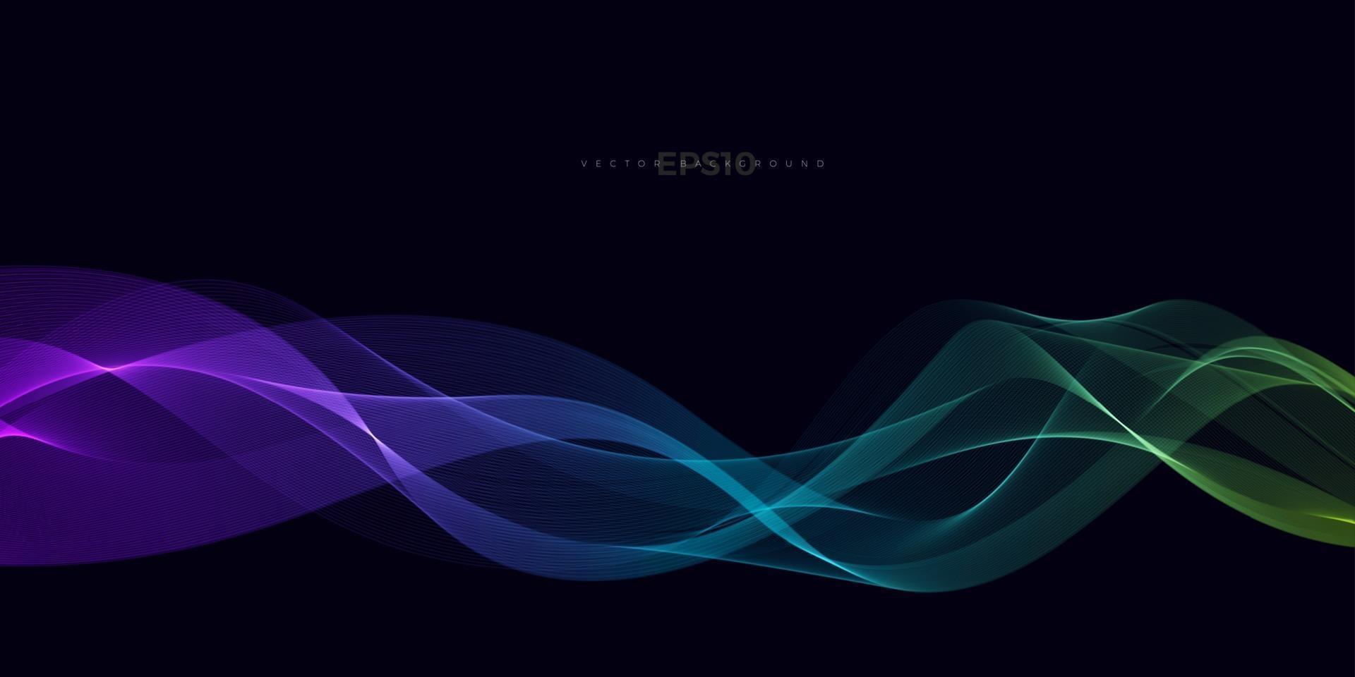 colorful line wave on dark background vector