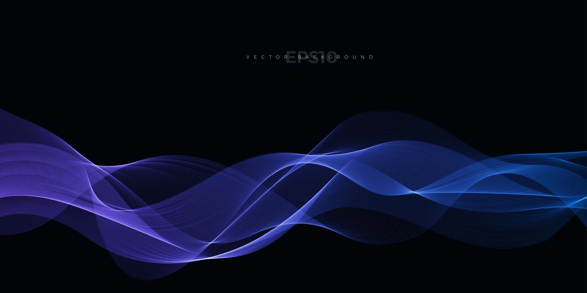 Blue line wave on dark background vector