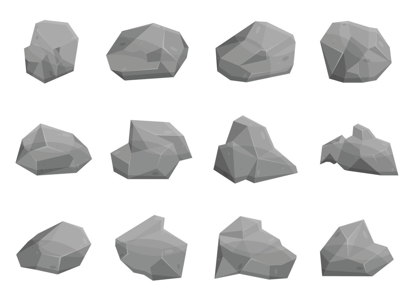 Set of rock stones and boulders in cartoon style vector