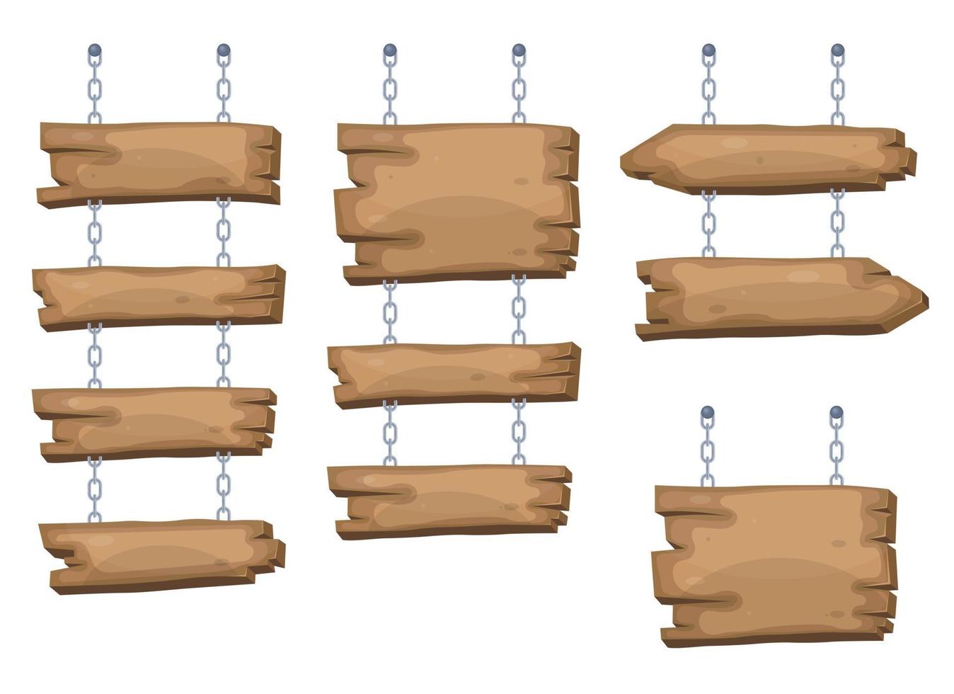 Wooden sign boards hanging from chain vector