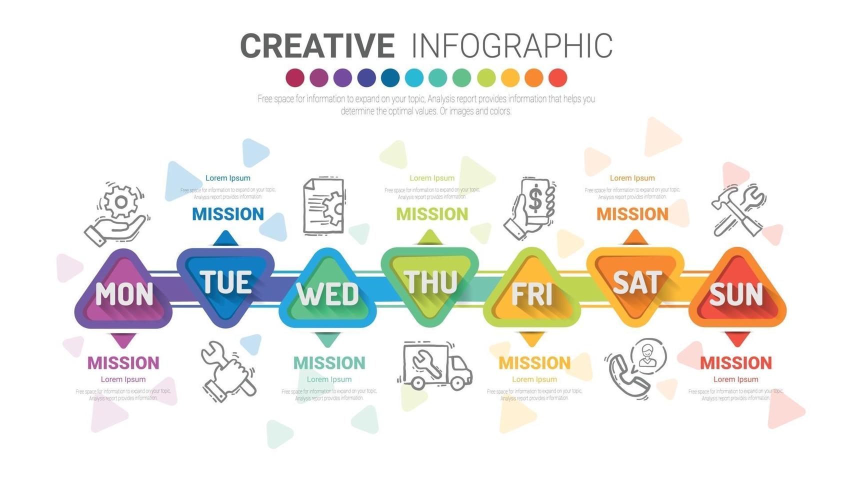 Timeline business for 7 day vector