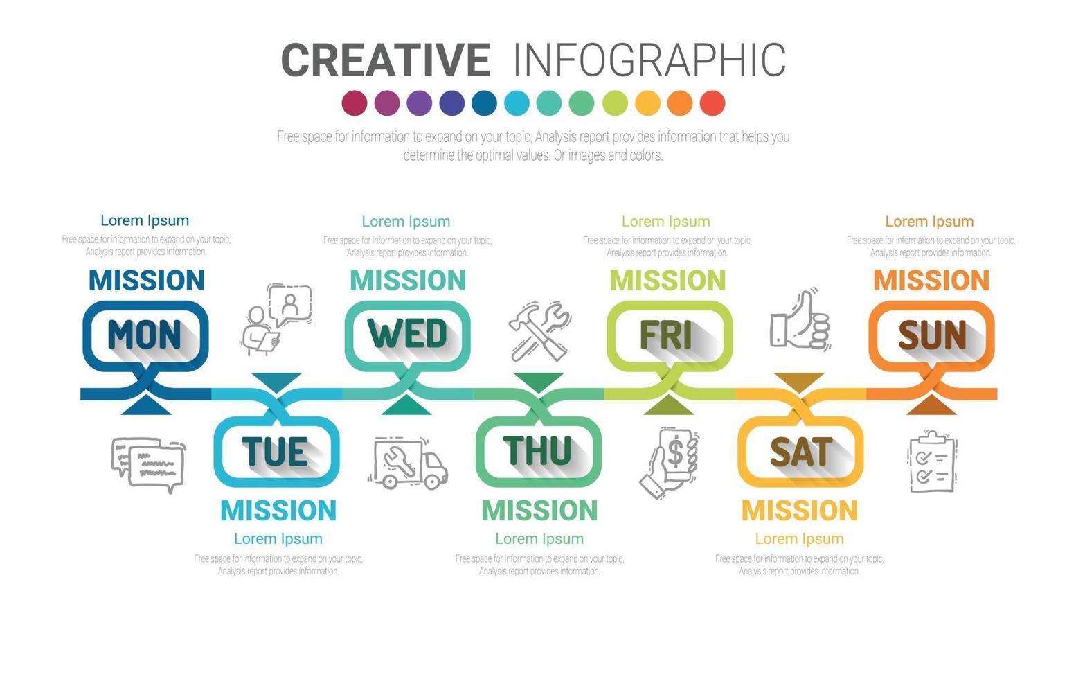 vector de diseño de infografías y presentación para 7 días,