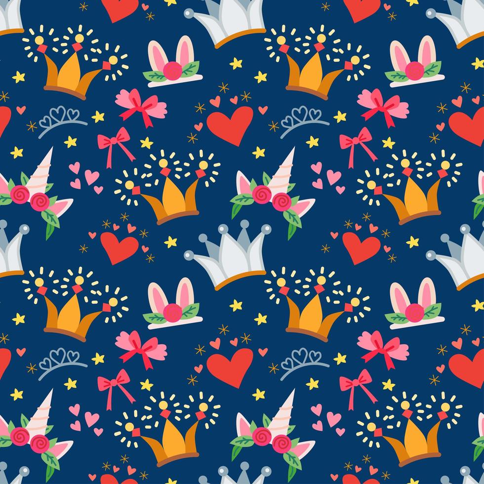 Childish fairy seamless pattern with a crowns vector