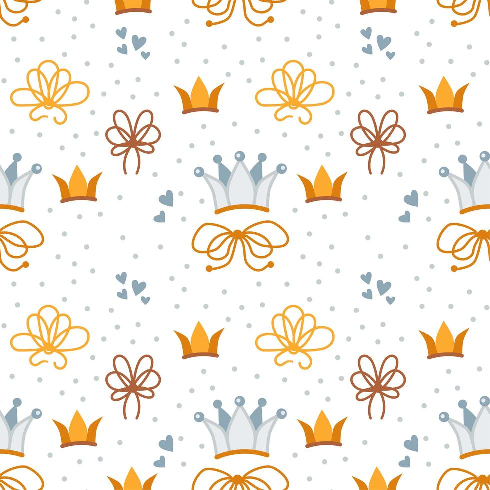 Crown seamless pattern for princess party decor vector