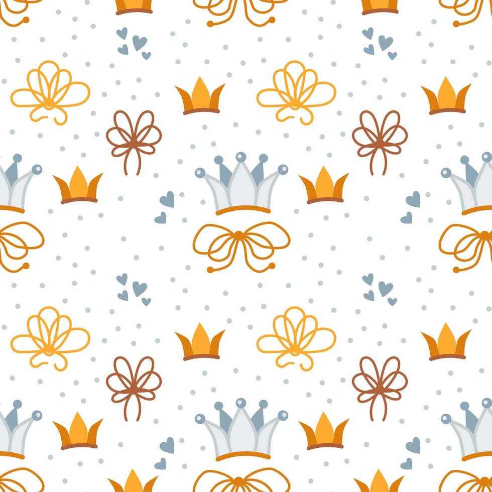 Crown seamless pattern for princess party decor vector