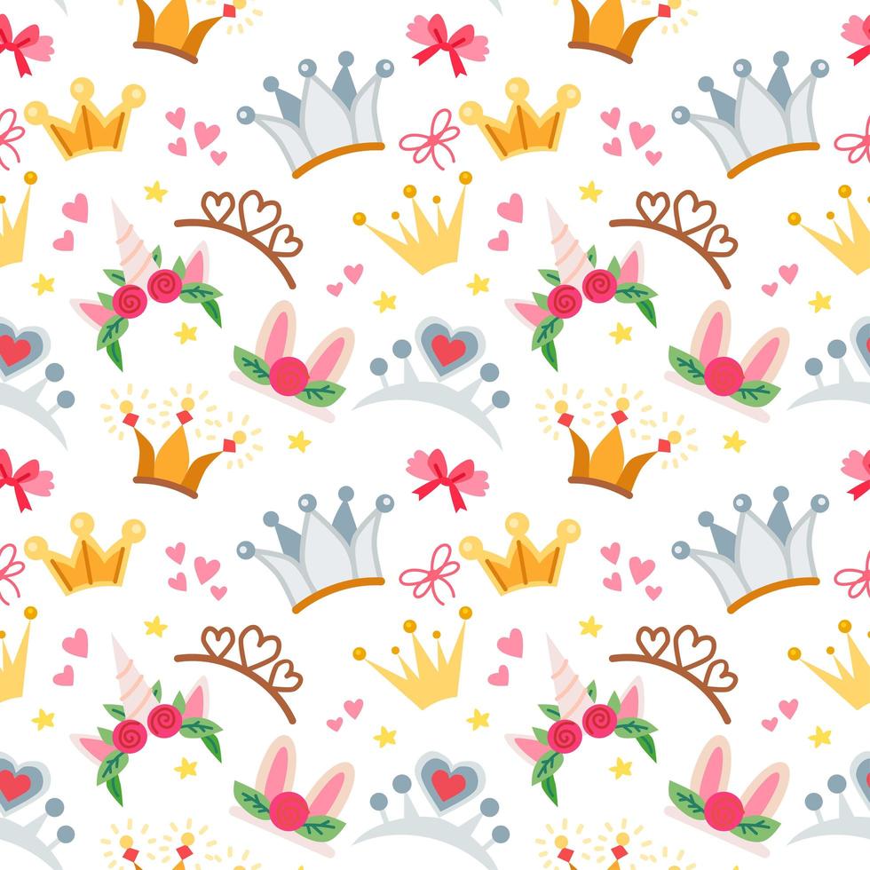 Childish fairy seamless pattern with a crowns vector