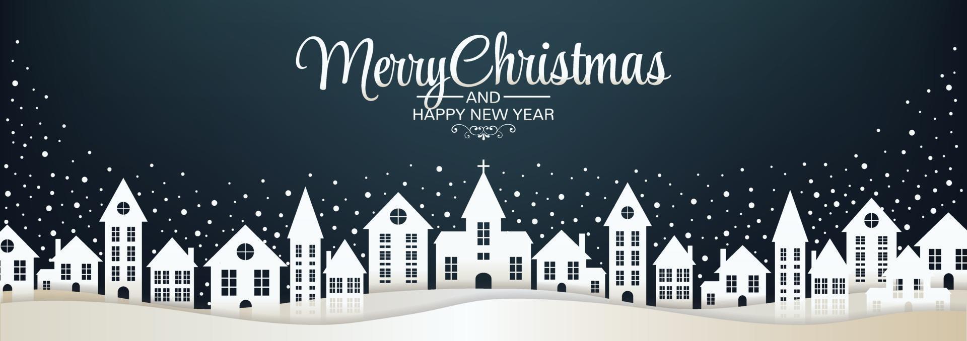 christmas town rectangle background vector