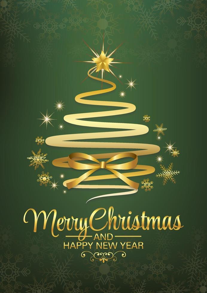 christmas tree green rectangle background vector