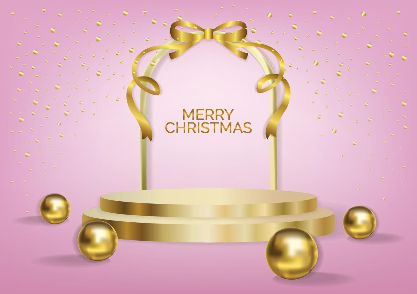 Christmas podium art pink rectangle background vector