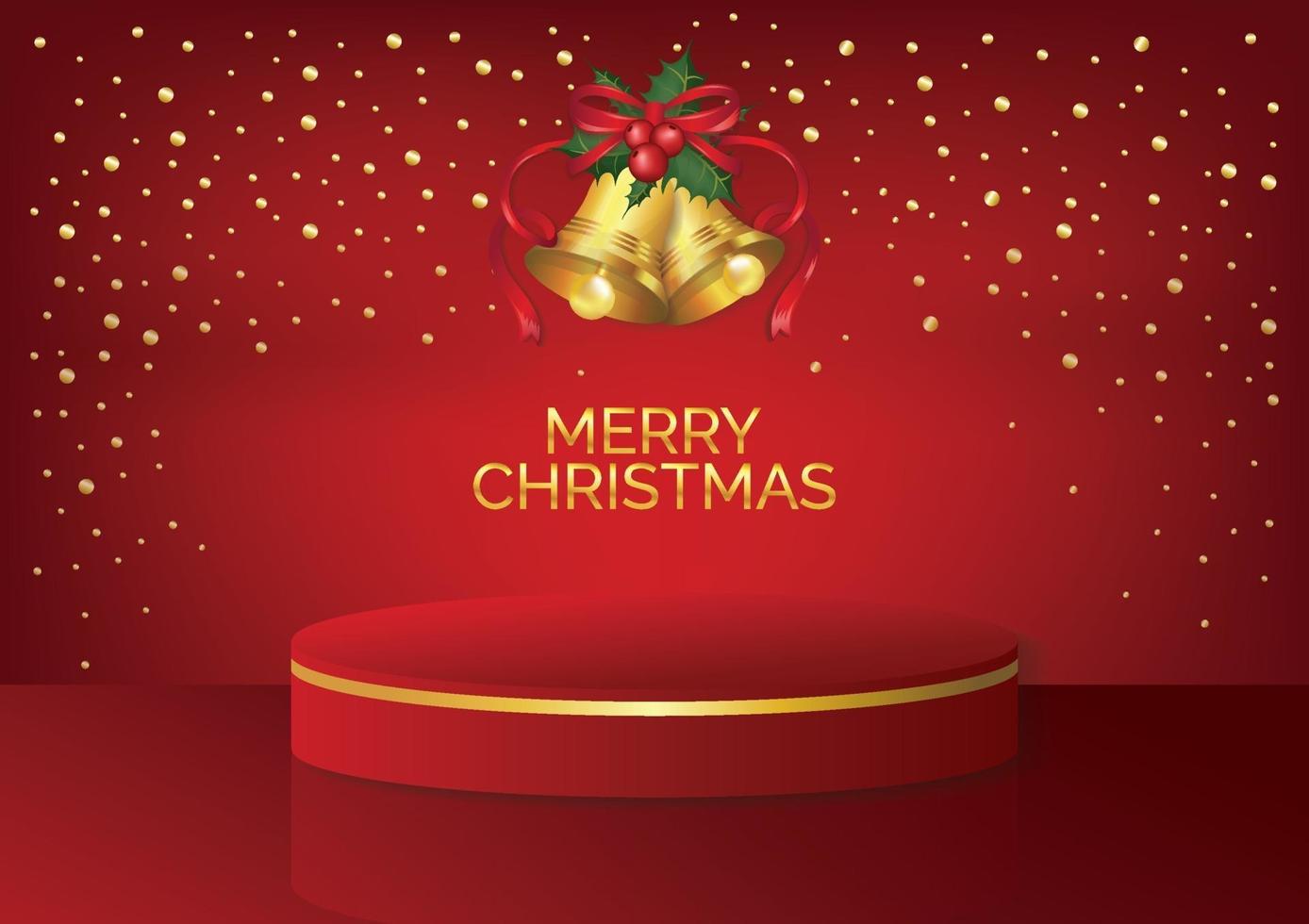 Christmas podium red rectangle background vector