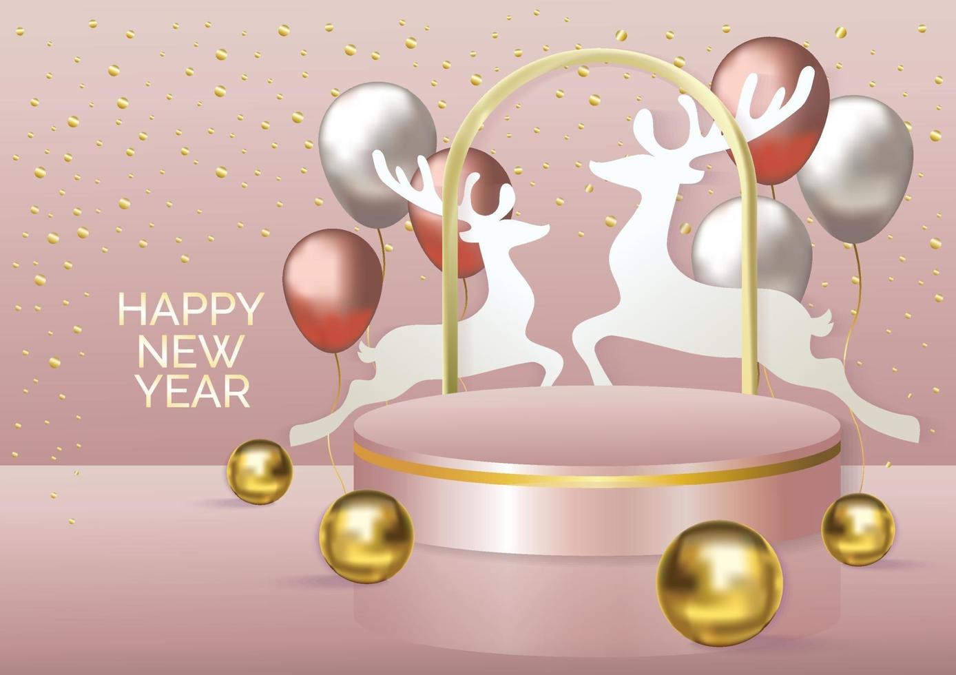 christmas podium rose gold background vector