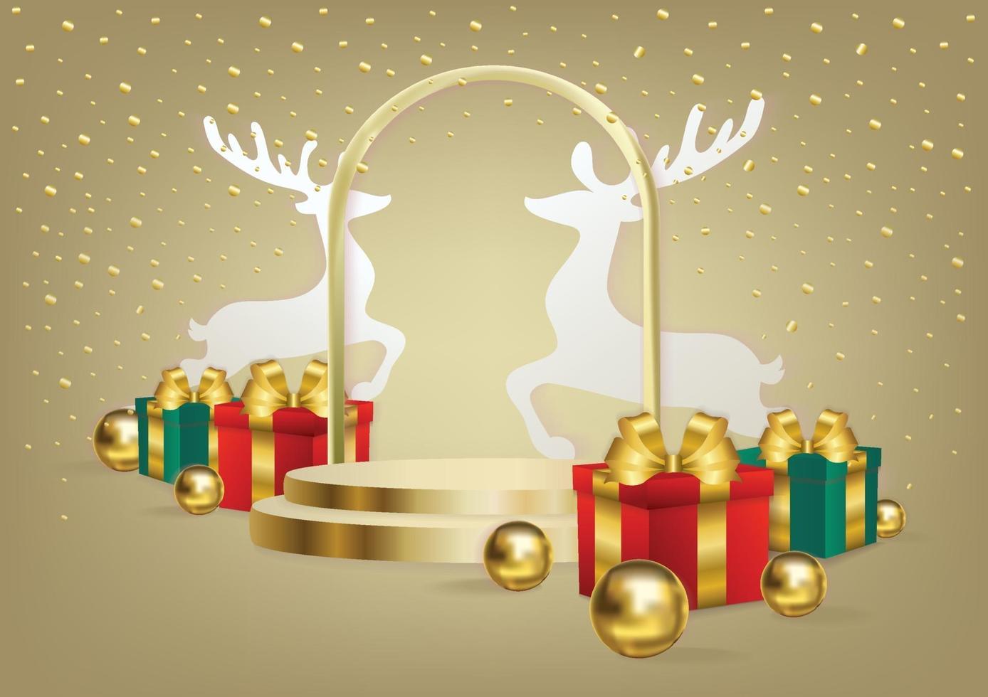 Christmas icon podium background vector