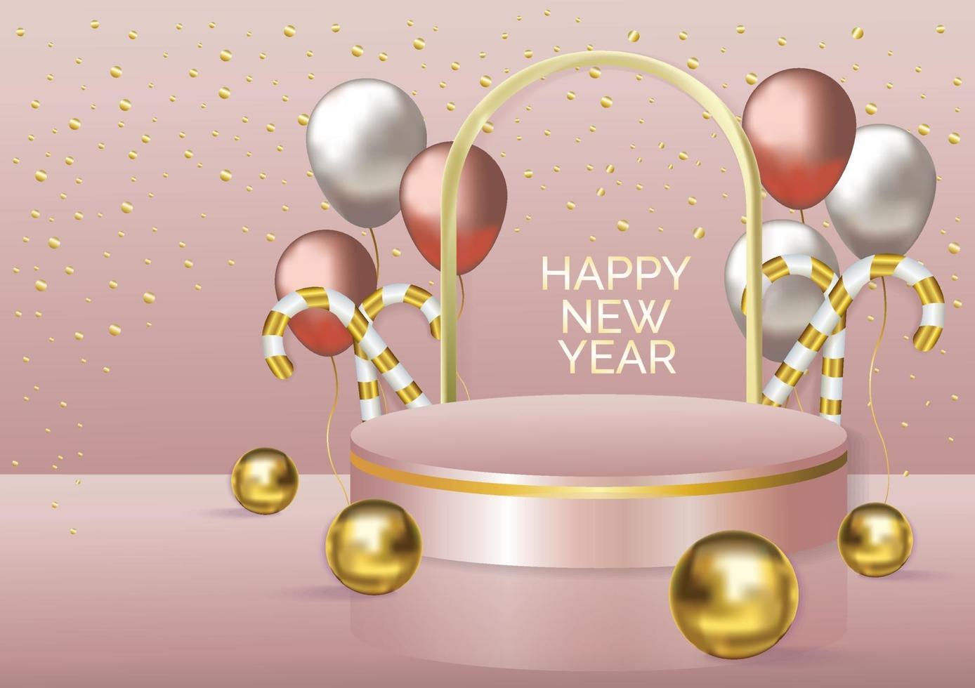 new year podium rose gold background vector