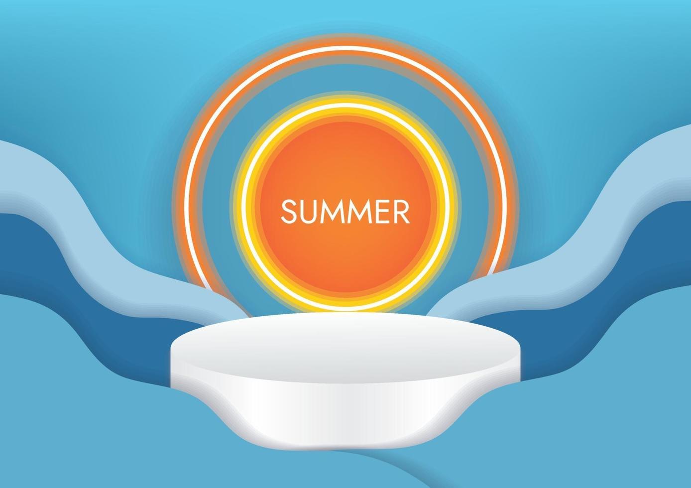 special summer sale sun and wave podium vector